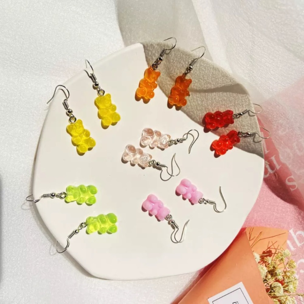 Blue Gummy Bear Candy Cartoon/Kawaii Gift for Kids/Teens Cute Retro Hook Earring - Picture 12 of 14